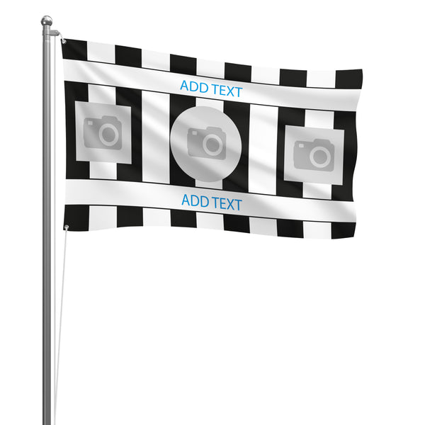 Personalised Newcastle football flag design 2 in black and white, printed with custom wording