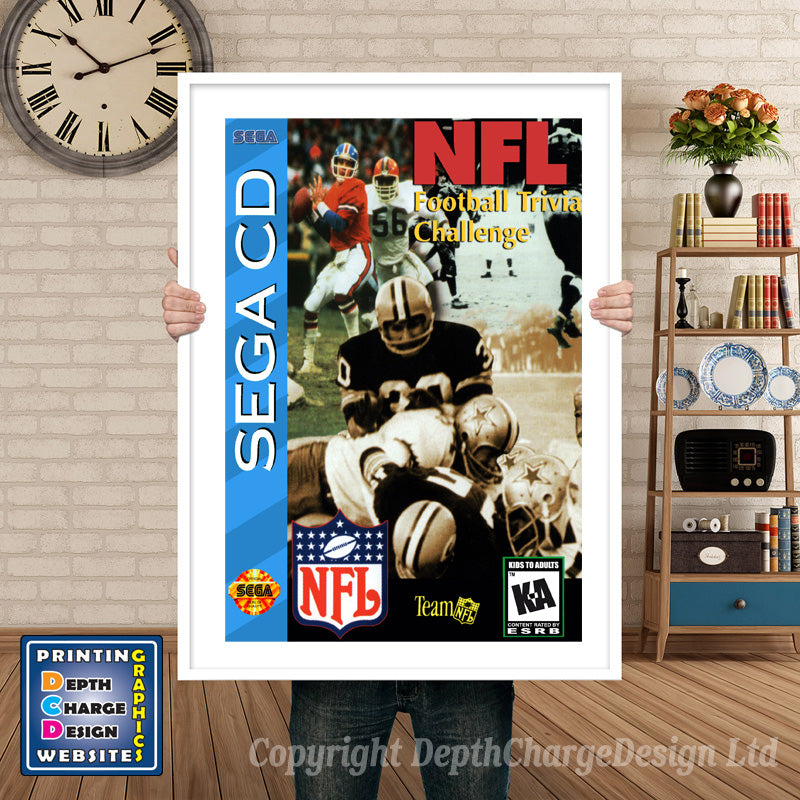 Nfl Football Trivia Sega Sega Mega CD Inspired Retro Gaming Poster A4 A3 A2 Or A1 – Nfl Football Trivia Sega Mega CD inspired retro gaming poster shown in a white frame