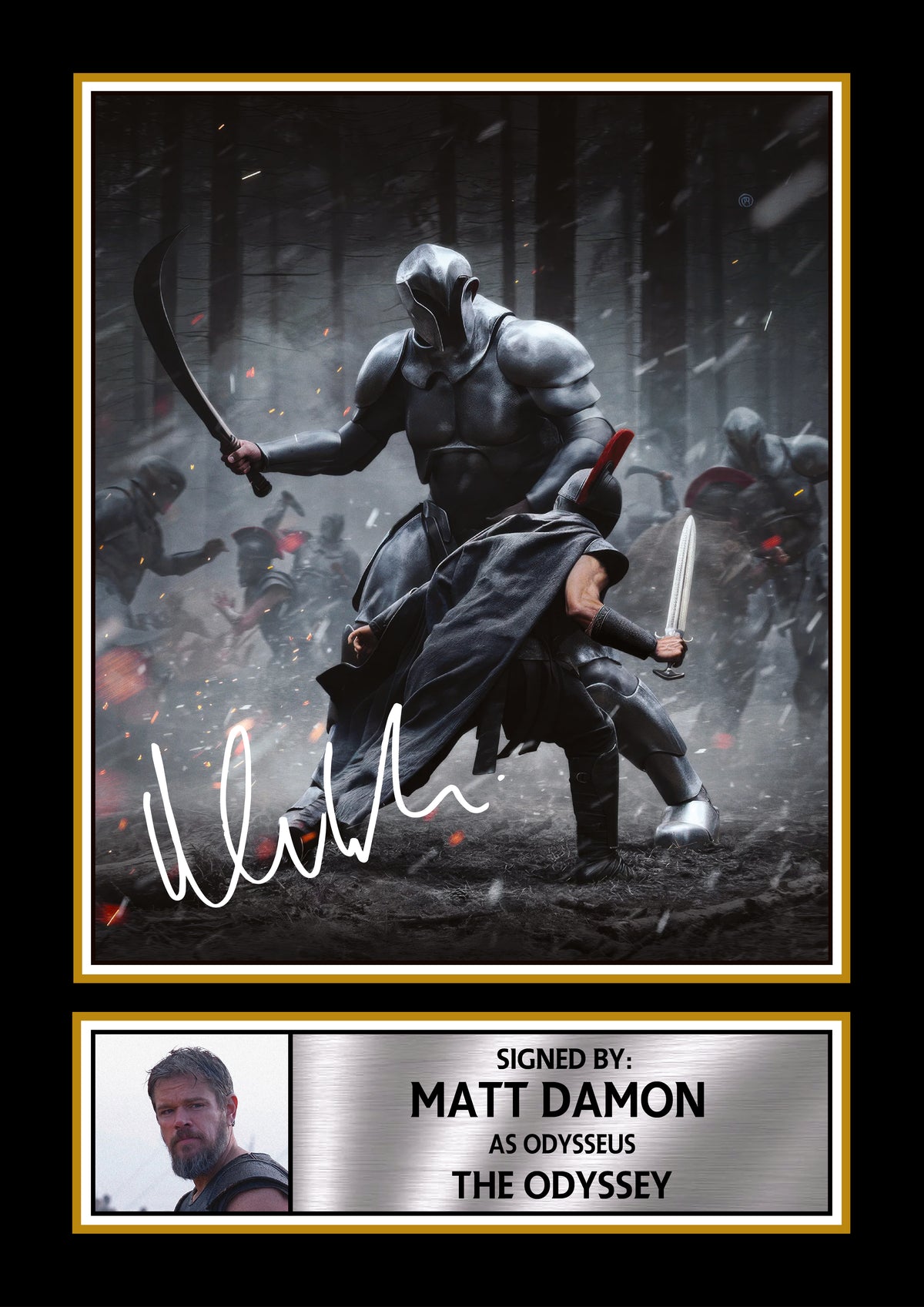 Matt Damon The Odyssey Inspired Printed Signature Poster Print – Odysseus Movie Wall Art – Epic Fantasy Film – Gift for Movie Fans and Collectors – Matt Damon The Odyssey Inspired Printed Signature Poster Print