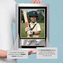 Personalised Cricket Printed Display - Custom Image and Date of Birth - Unique Personalised Gift