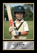 Personalised Cricket Printed Display - Custom Image and Date of Birth - Unique Personalised Gift