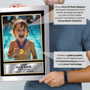 Personalised Swimming Printed Display - Custom Image and Date of Birth - Unique Personalised Gift