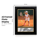 Personalised Tennis Printed Display - Custom Image and Date of Birth - Unique Personalised Gift