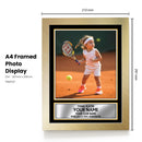 Personalised Tennis Printed Display - Custom Image and Date of Birth - Unique Personalised Gift