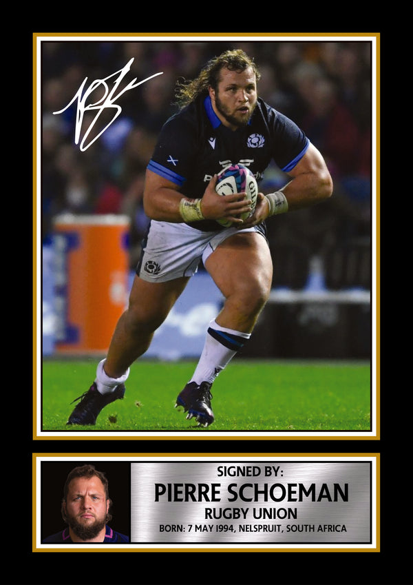 Pierre Schoeman Printed Signature Poster – Scotland Rugby Union Star Wall Art – Scottish Rugby Player Wall Art Poster Print