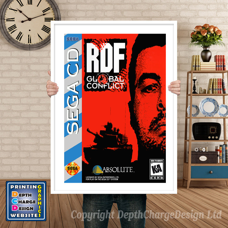 RDF Sega Sega Mega CD Inspired Retro Gaming Poster A4 A3 A2 Or A1 – RDF Sega Mega CD inspired retro gaming poster shown in a white frame