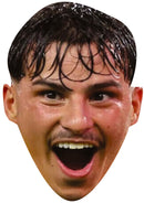 Rodrigo Gomes Wolves Face Mask – Wolverhampton Wanderers Football Player Celebrity Card Mask – Celebrity Mask for Stag Do, Hen Night, Fancy Dress & Costume Parties – Funny Adult Card Mask