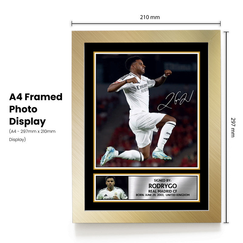 Rodrygo Signed Autograph Poster Print – Real Madrid & Brazil Football Star – Football Gift Memorabilia