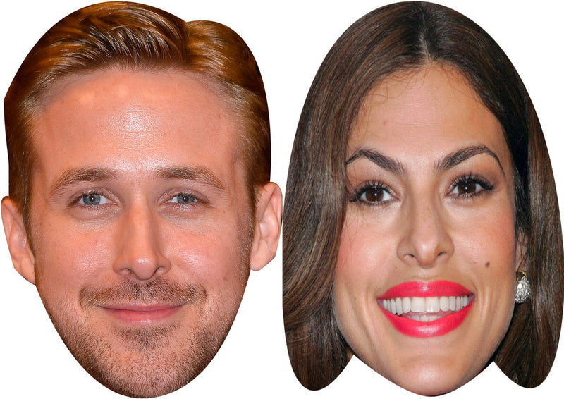 Ryan Gosling And Eva Mendes Celebrity Couple Face Mask Fancy Dress - High-Quality Cardboard Masks for Any Occasion