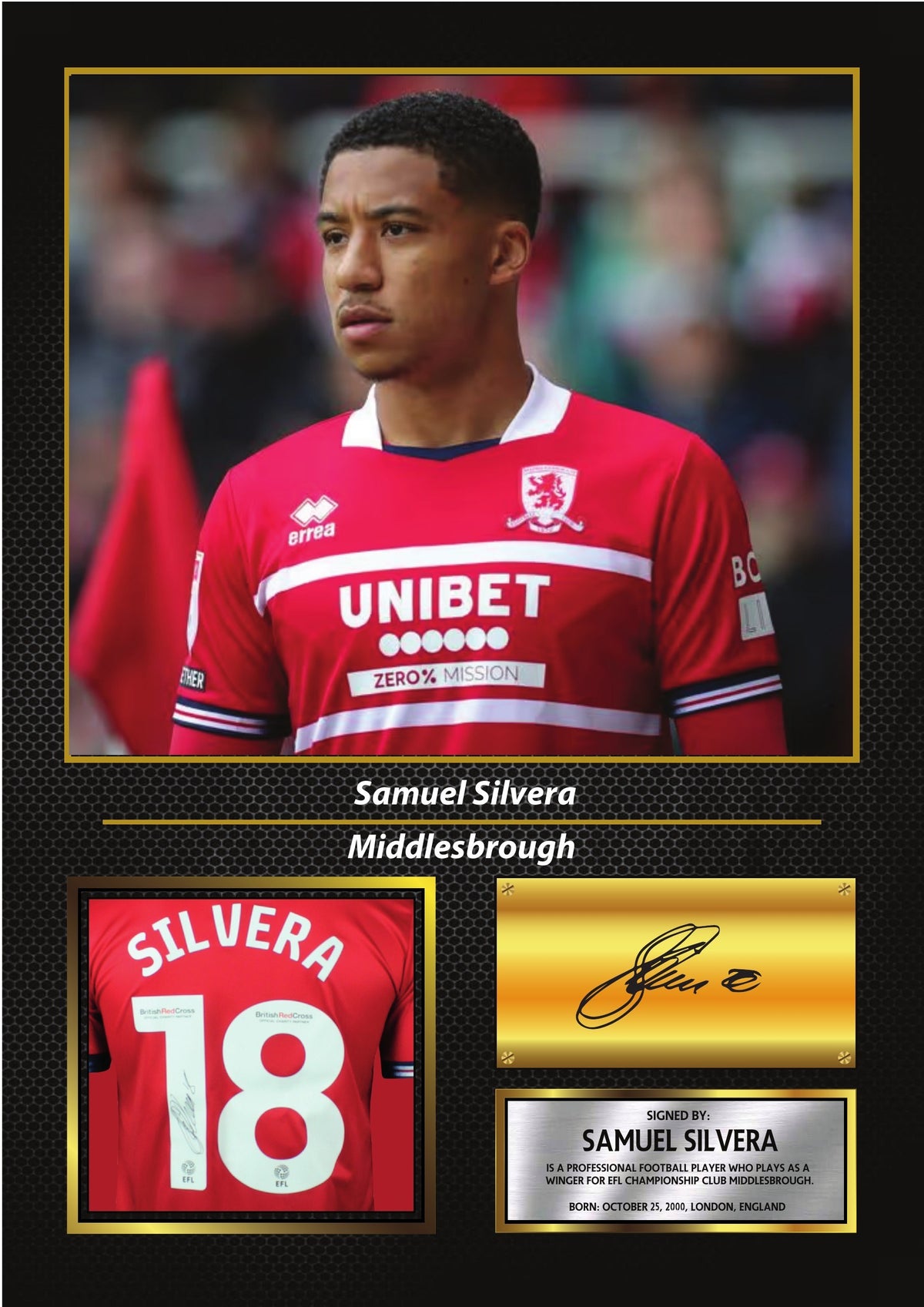 Samuel Silvera Middlesbrough FC Poster Print – Football Wall Art Perfect Gift for Football Fans – Samuel Silvera Middlesbrough FC Poster Print