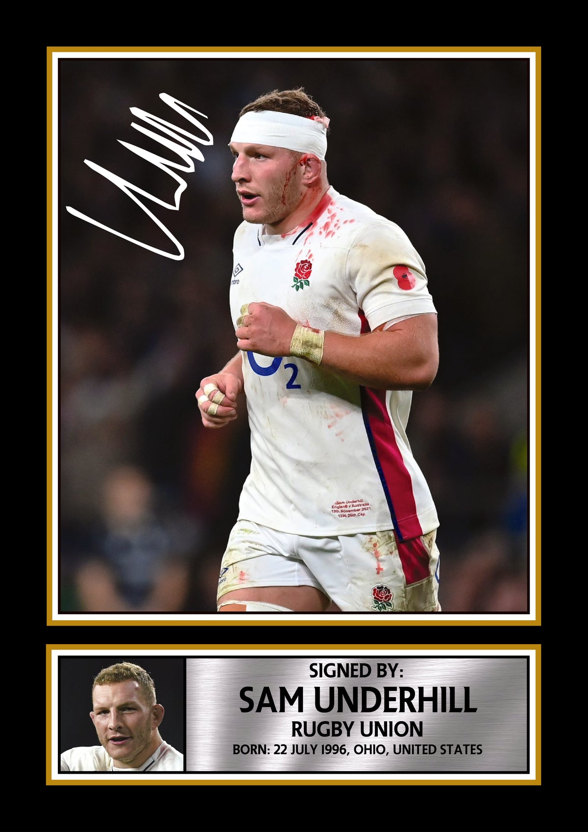 Sam Underhill England Rugby Printed Signature Poster – Style Wall Art Print – England Rugby Union Flanker Gift – Sports Fan Decor – Sam Underhill England Rugby Printed Signature Poster