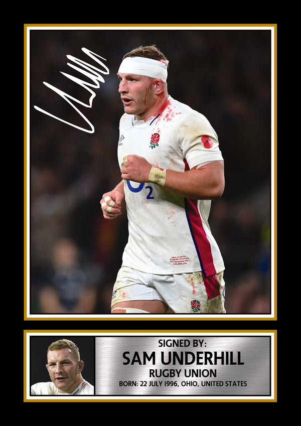 Sam Underhill England Rugby Printed Signature Poster – Style Wall Art Print – England Rugby Union Flanker Gift – Sports Fan Decor