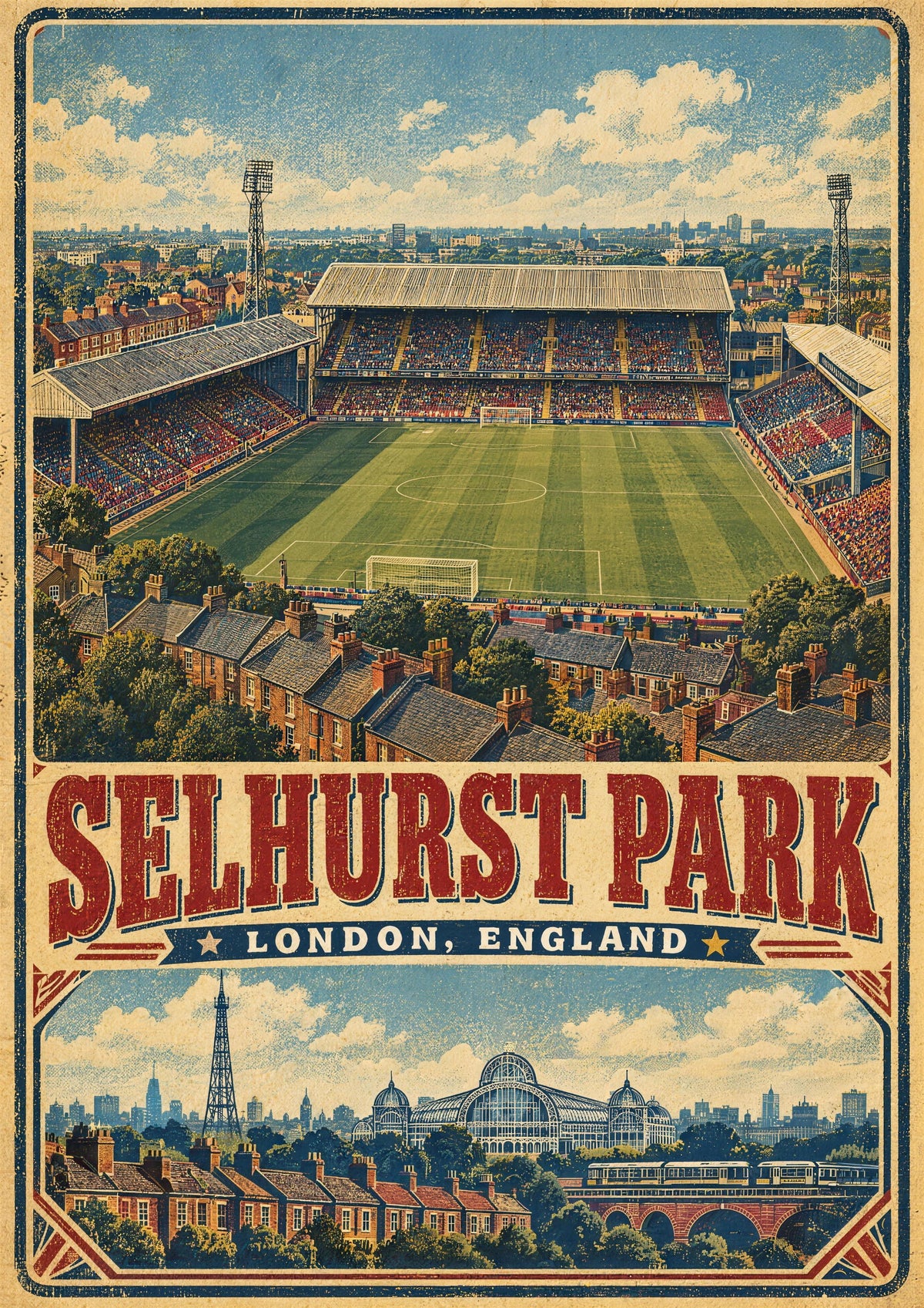 Selhurst Park Stadium vintage travel poster print