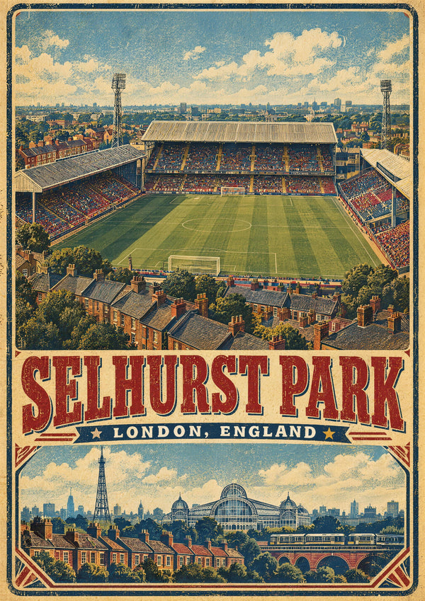 Selhurst Park Stadium vintage travel poster print