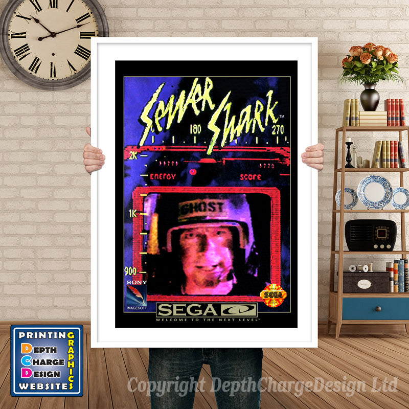 Sewershark 3 Sega Sega Mega CD Inspired Retro Gaming Poster A4 A3 A2 Or A1 – Sewershark 3 Sega Mega CD inspired retro gaming poster shown in a white frame
