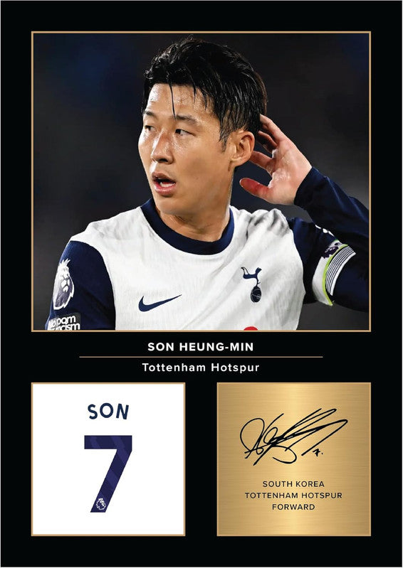 Son Heung-min Icons Printed Signature Poster Print – Tottenham Hotspur Tribute Wall Art with Signature Panel – Premium Football Wall Art for Fans & Collectors