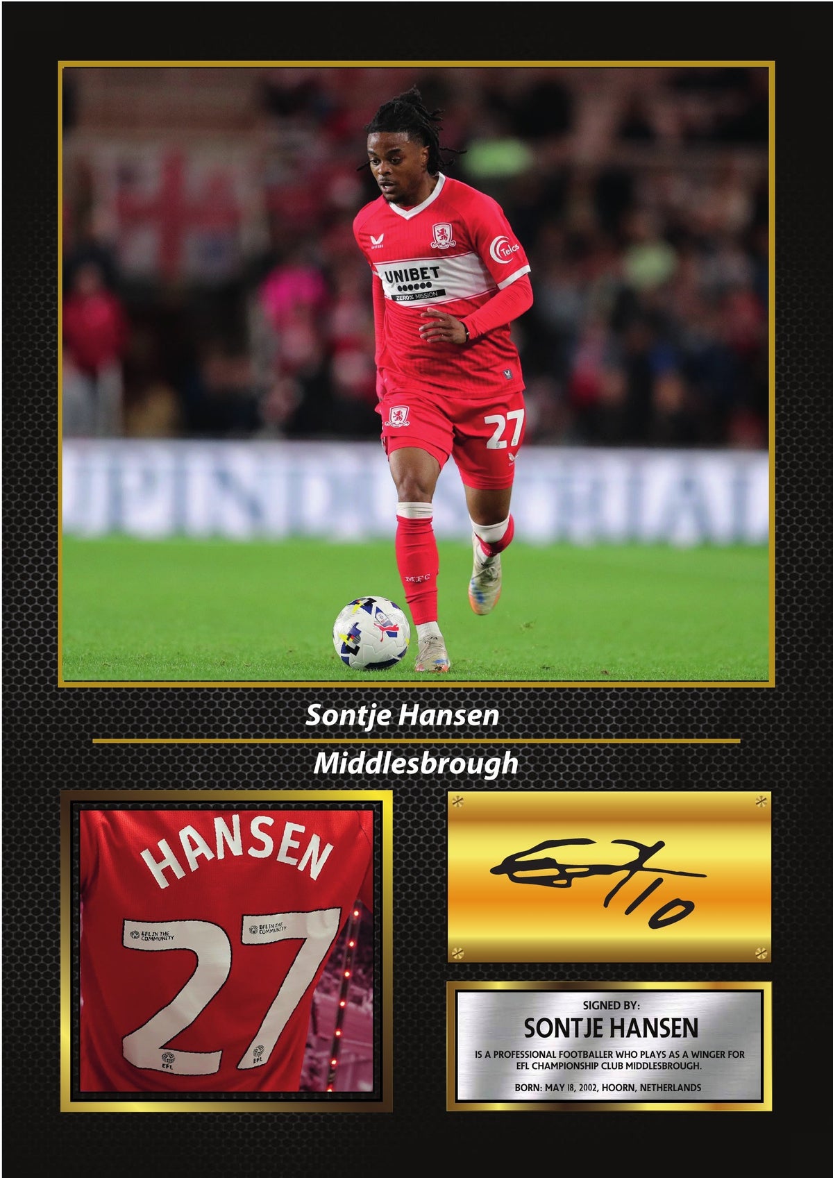 Sontje Hansen Middlesbrough FC Poster Print – Football Wall Art Perfect Gift for Football Fans – Sontje Hansen Middlesbrough FC Poster Print