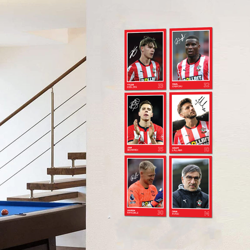 Southampton Players SIGNED A6 Poster Pack 2 - 6 Autographed Poster Print Cards (Dibling, Onuachu, Bednarek, Lallana, Ramsdale, Juric)