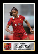 Taylor Hinds Poster Print – Liverpool FC Women’s Midfield Tribute Wall Art with Signature & Bio Plaque – England Football Memorabilia for Fans & Collectors