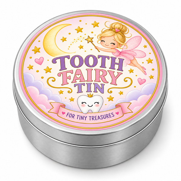 Tooth Fairy Tin metal tin on white background