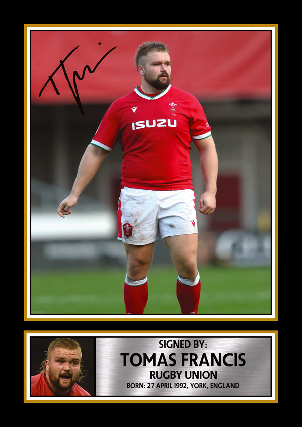 Tomas Francis Wales Rugby Poster – Printed Signature Wall Art – Wales Rugby Union Player Wall Art Poster for Fans