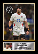 Tom Curry England Rugby Printed Autograph Poster – Signed Style Wall Art Print – England Rugby Union Flanker Gift – Sports Fan Decor