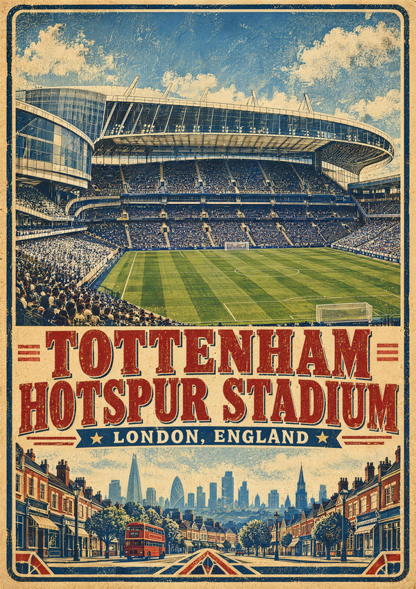 Tottenham Hotspur Stadium vintage travel poster print