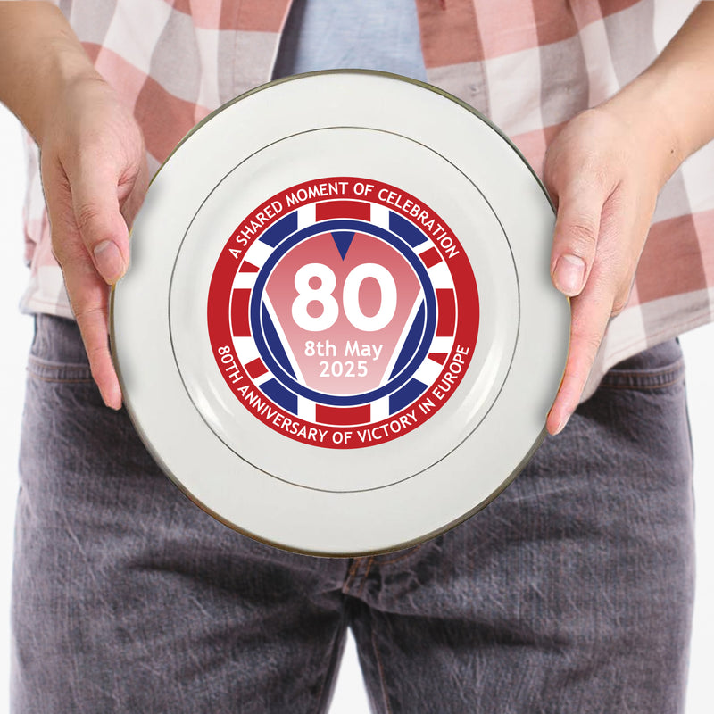 VE Day 80th Anniversary 8" Commemorative Plate Design 1 - Special Edition