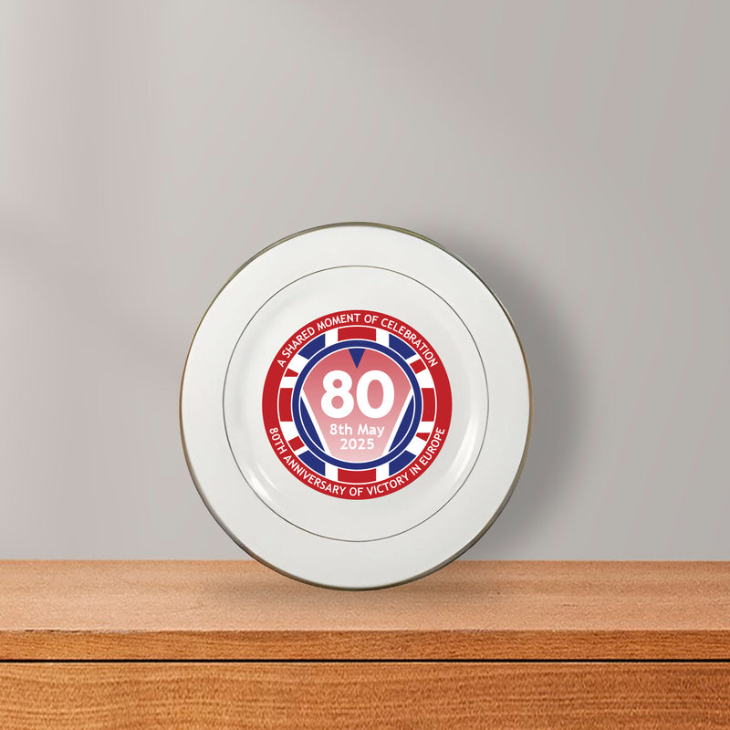 VE Day 80th Anniversary 8" Commemorative Plate Design 1 - Special Edition