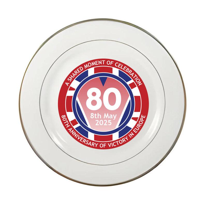 VE Day 80th Anniversary 8" Commemorative Plate Design 1 - Special Edition