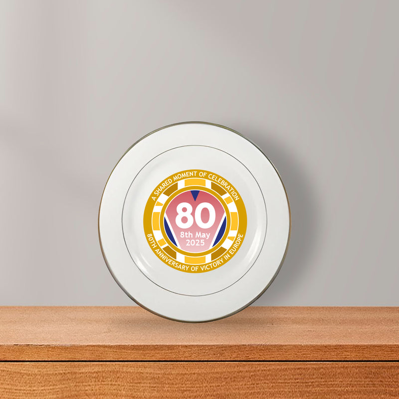 VE Day 80th Anniversary 8" Commemorative Plate Design 2 - Special Edition