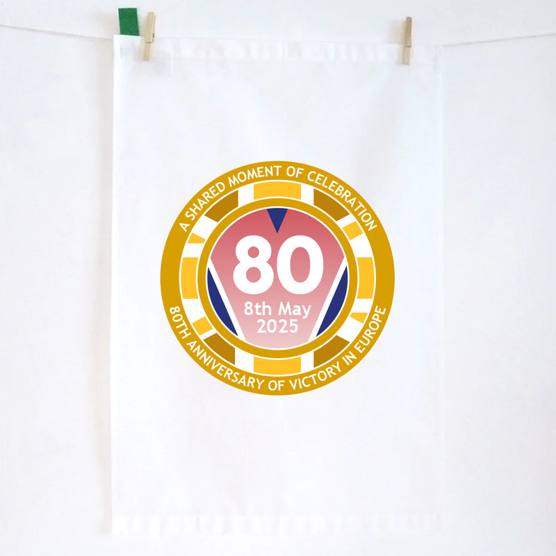 VE Day 80th Anniversary Tea Towel Design 2 - Special Edition