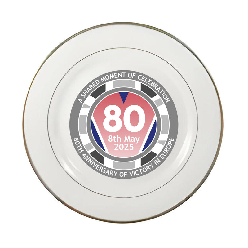 VE Day 80th Anniversary 8" Commemorative Plate Design 3 - Special Edition