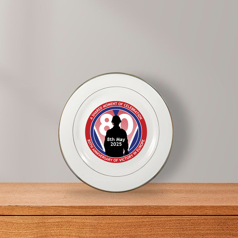 VE Day 80th Anniversary 8" Commemorative Plate Design 4 (Soldier) - Special Edition