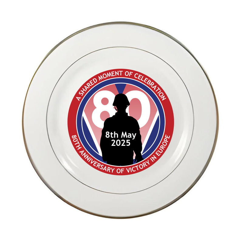 VE Day 80th Anniversary 8" Commemorative Plate Design 4 (Soldier) - Special Edition