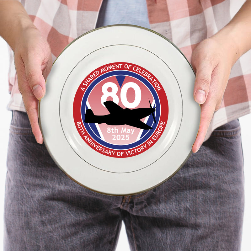 VE Day 80th Anniversary 8" Commemorative Plate Design (Plane) 5 - Special Edition