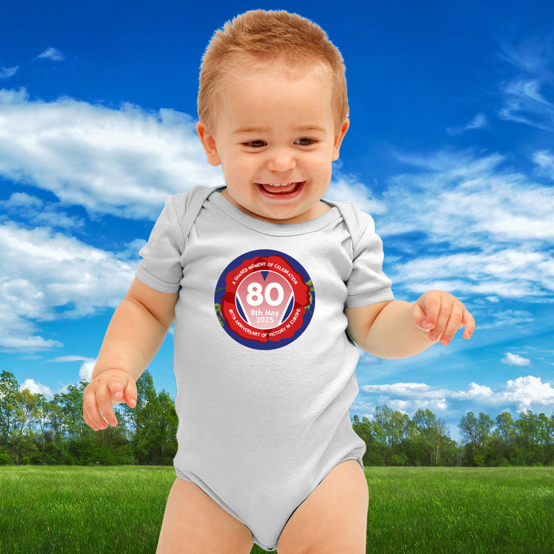 VE Day 80th Anniversary Babygrow Design 6 (Poppy) - Special Edition