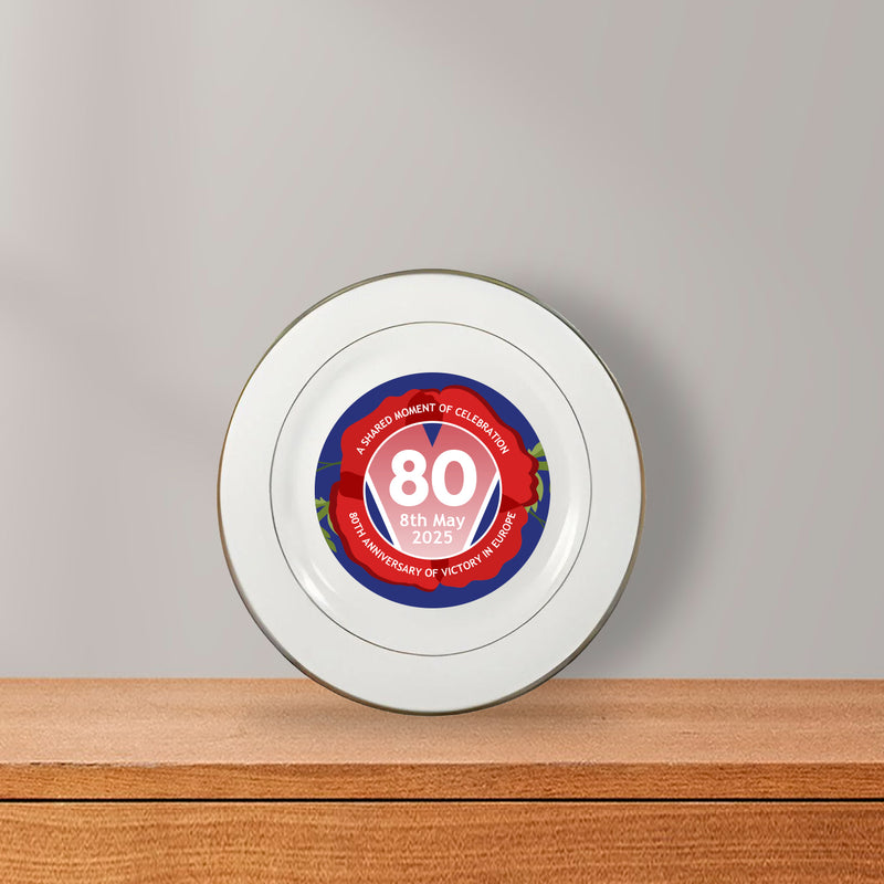 VE Day 80th Anniversary 8" Commemorative Plate Design 6 (Poppy) - Special Edition