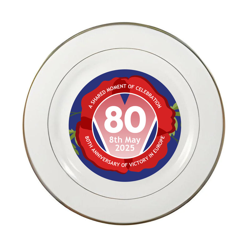 VE Day 80th Anniversary 8" Commemorative Plate Design 6 (Poppy) - Special Edition