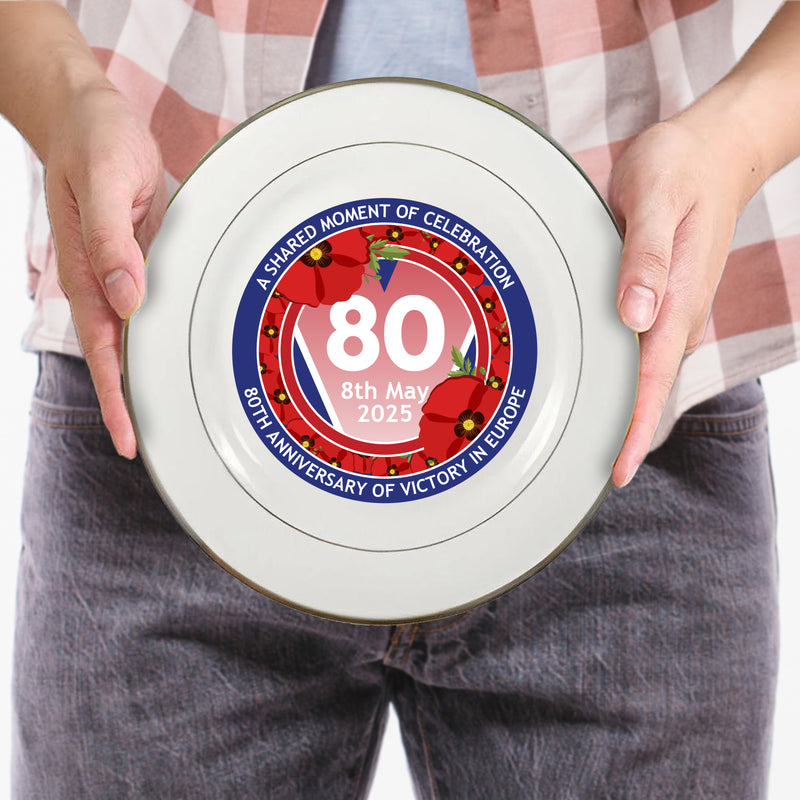 VE Day 80th Anniversary 8" Commemorative Plate Design 7 (Poppy) - Special Edition