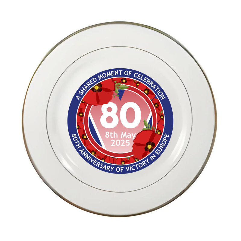 VE Day 80th Anniversary 8" Commemorative Plate Design 7 (Poppy) - Special Edition