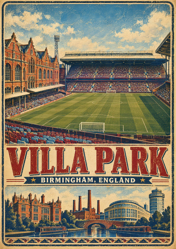 Villa Park Stadium vintage travel poster print