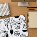 Witch Cat Gaming Mouse Mat – Extra Large 800x300mm Desk Pad – Mystical Cat & Magic Design – Non-Slip Rubber Base – Aesthetic Desk Decor for Gamers & Cat Lovers