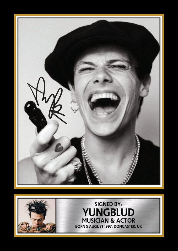 YUNGBLUD Printed Signature Poster Print – Black & White Music Wall Art – Style Collectors Poster
