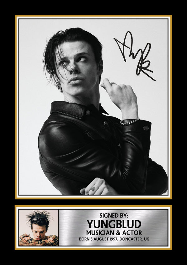YUNGBLUD Printed Signature Poster Print – Black & White Music Wall Art – Style Alternative Rock Poster
