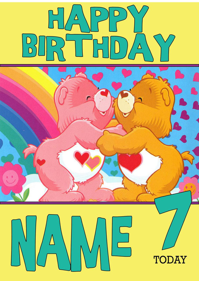 THEME INSPIRED Kids Adult Personalised Birthday Card Care Bears Birthday Card