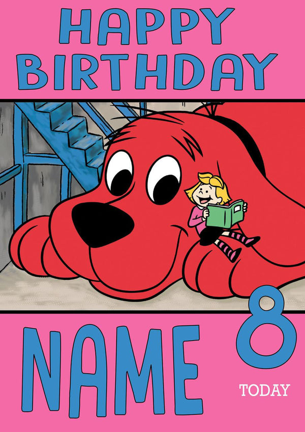 Theme Inspired Kids Adult Personalised Birthday Card Clifford the Big Red Dog