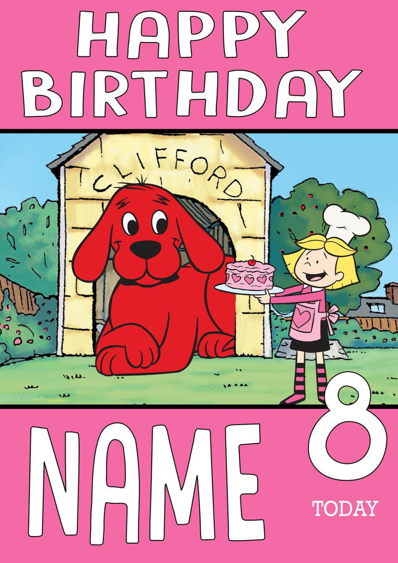 THEME INSPIRED Kids Adult Personalised Birthday Card Clifford The Big Red Dog Birthday Card 2