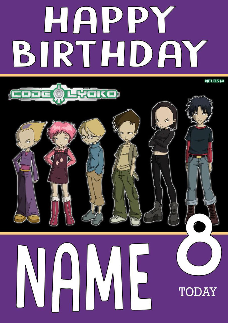 THEME INSPIRED Kids Adult Personalised Birthday Card Code Lyoko Birthday Card