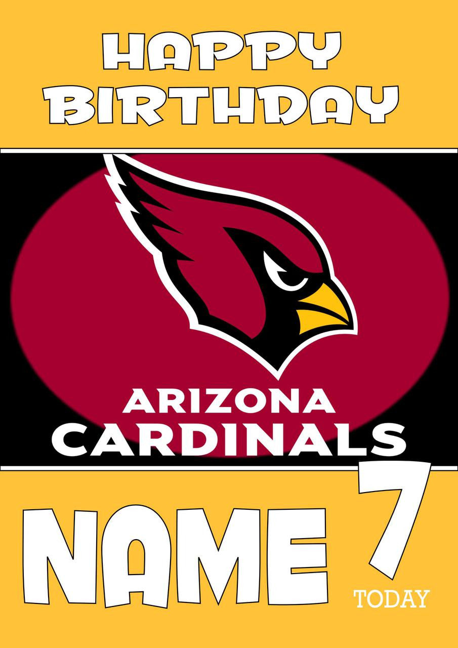 Personalised Arizona Cardinals THEME INSPIRED Style PERSONALISED Kids Adult FUNNY Birthday Card
